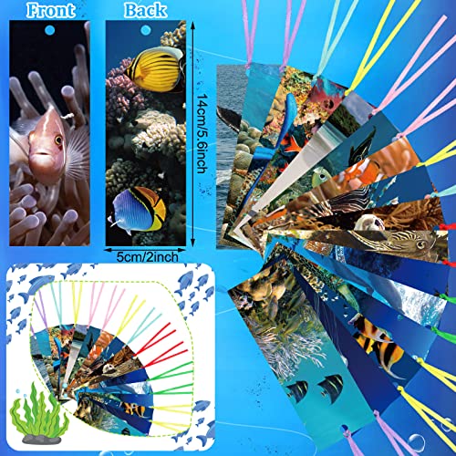 120 Pieces Kids Bookmarks Bulk Ocean Animal Bookmarks Laminated Cute Cool Bookmarks With Ribbons For Book Lovers Students Boys Girls School Classroom Reading #TOP1