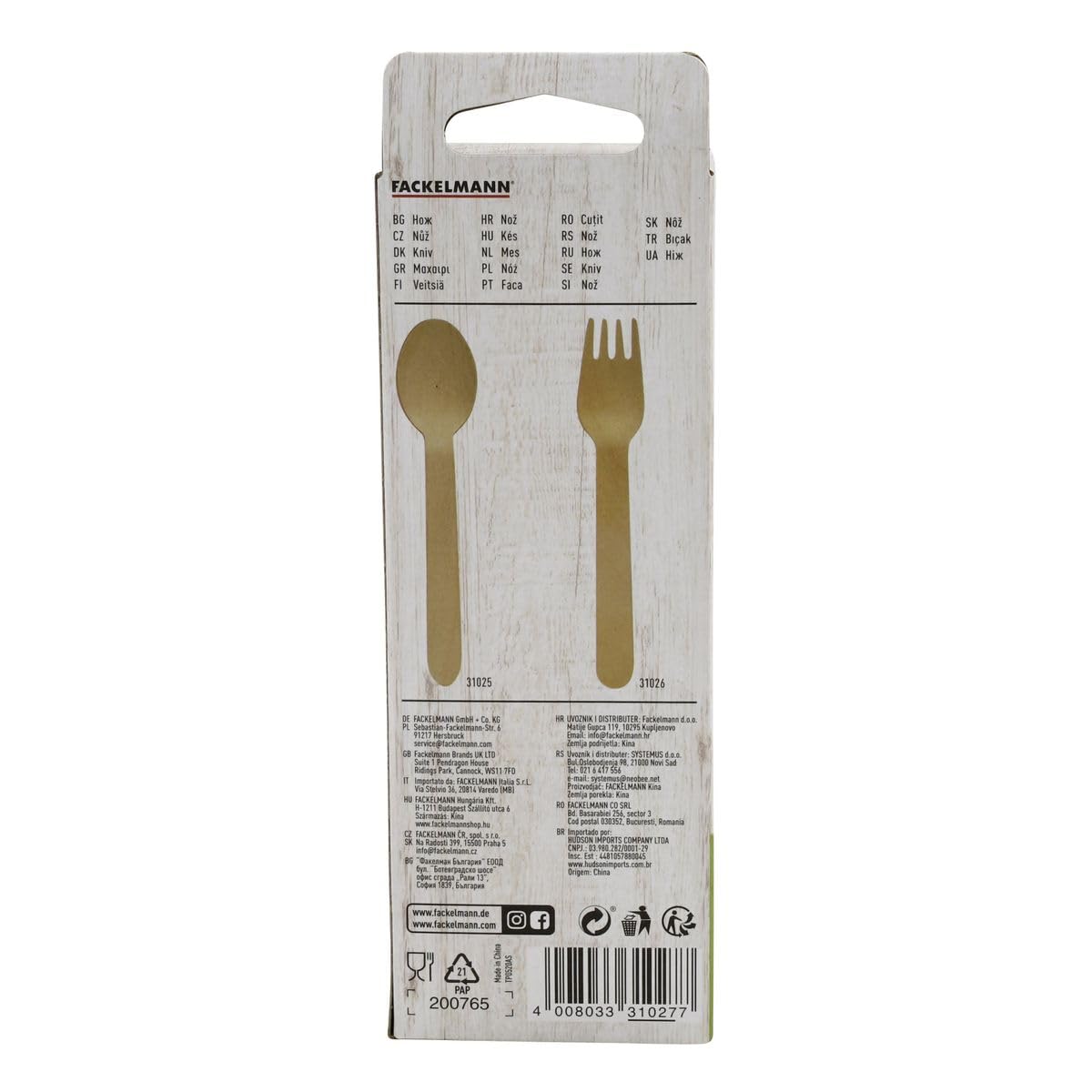 Fackelmann 31027 - Set di 30 coltelli monouso in legno FSC, coltelli monouso biodegradabili, legno certificato FSC, 16,5 x 2,5 cm