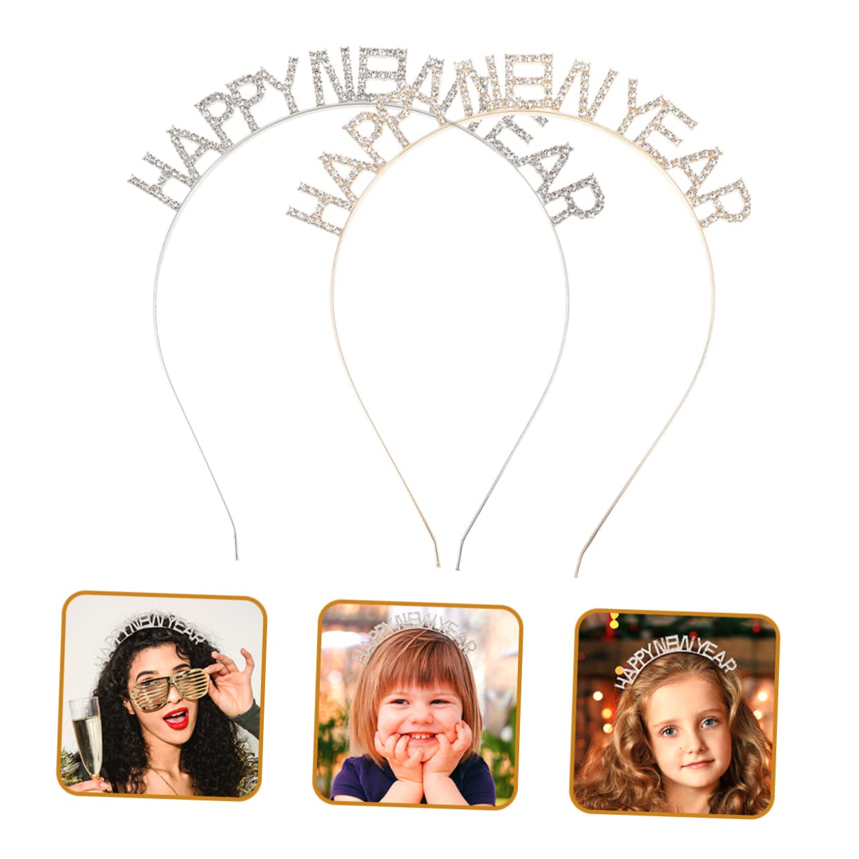 8 Pz fascia di hair charms hair jewelry bandana fascia con strass fasce per ragazze cerchietti bambina felice anno fasce di per le donne FRCOLOR