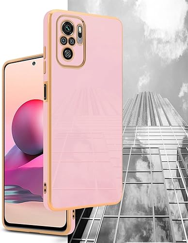 Miniatura 4 de Cadorabo Funda puede usarse con Xiaomi RedMi NOTE 10 4GRedMi NOTE 10S en Glossy Pink - Gold - Funda protectora de silicona TPU flexible y con