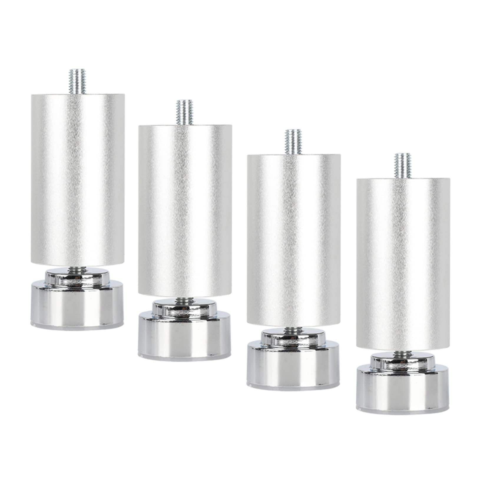 Nogi meblowe ze stopu aluminium, regulowane nóżki, metalowe podstawki do stołu, podpórki do sofy i biurka, szafek, matowe srebro, 4 sztuki (6 cm)