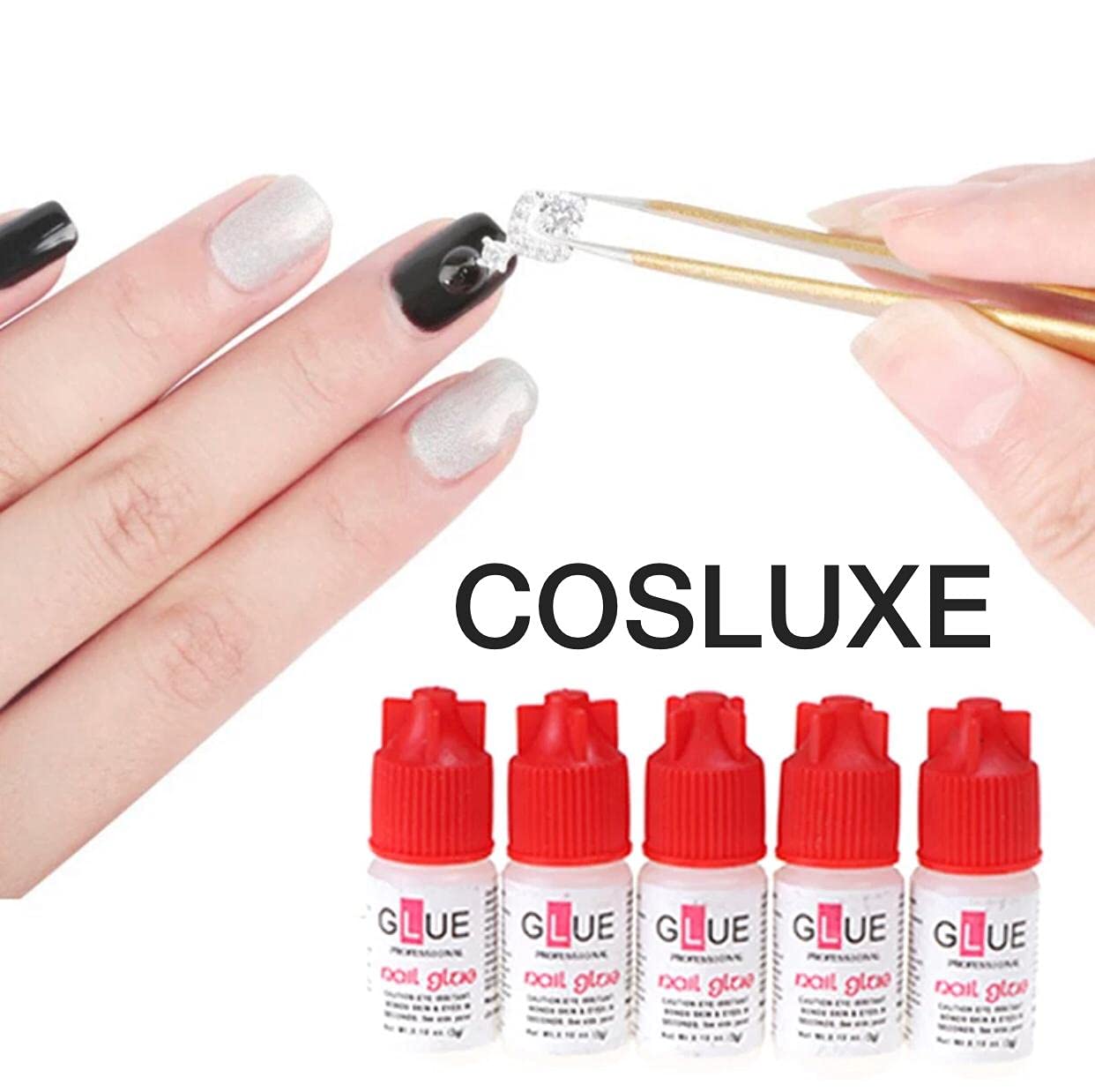 Cosluxe Professional Strong Nail Glue for Fake Nails - Nail Tips 3g (Pack of 3) 3