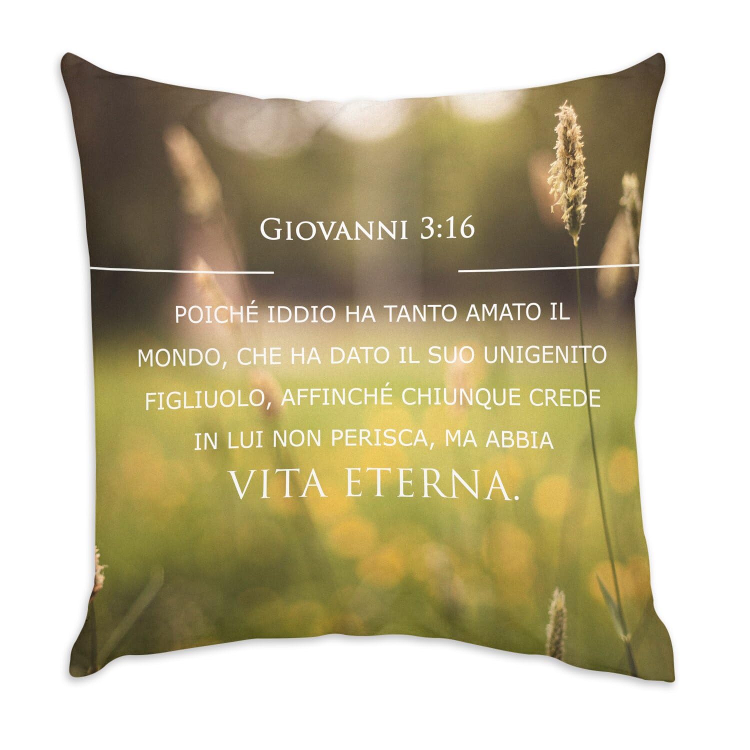 Coussin en velours blanc avec verset biblique 40x40 cm pour coin prière et salon