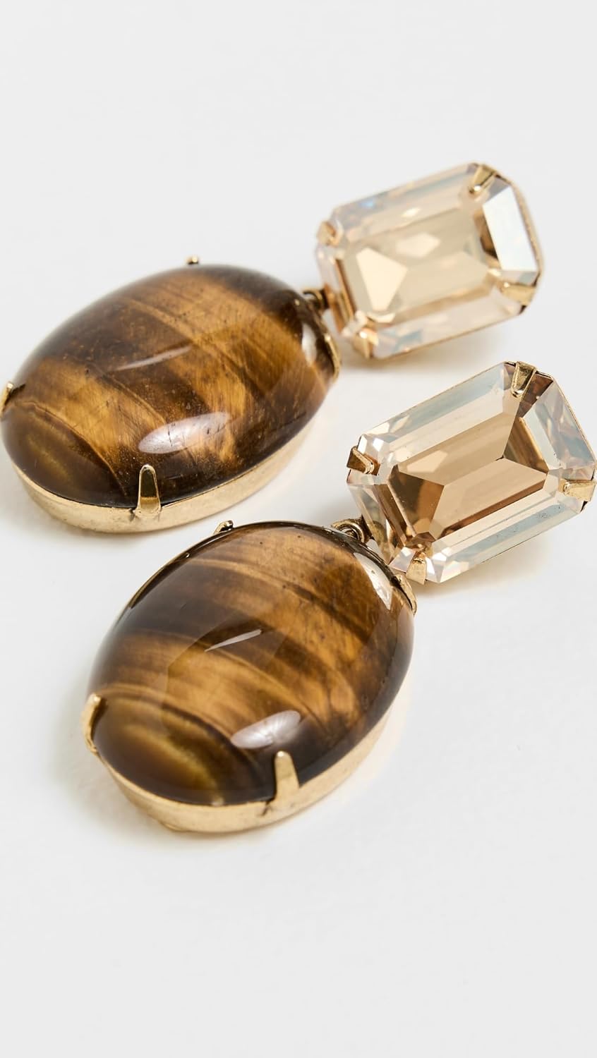 Jennifer Behr Women's Xiomara Earrings, Tigers Eye, Brown, Gold, One Size - Image 3