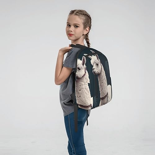 Miniatura 8 de Mochila con estampado de llama de alpaca, ligera, casual, bolsa de viaje para laptop para hombres y mujeres, Negro -, Causal