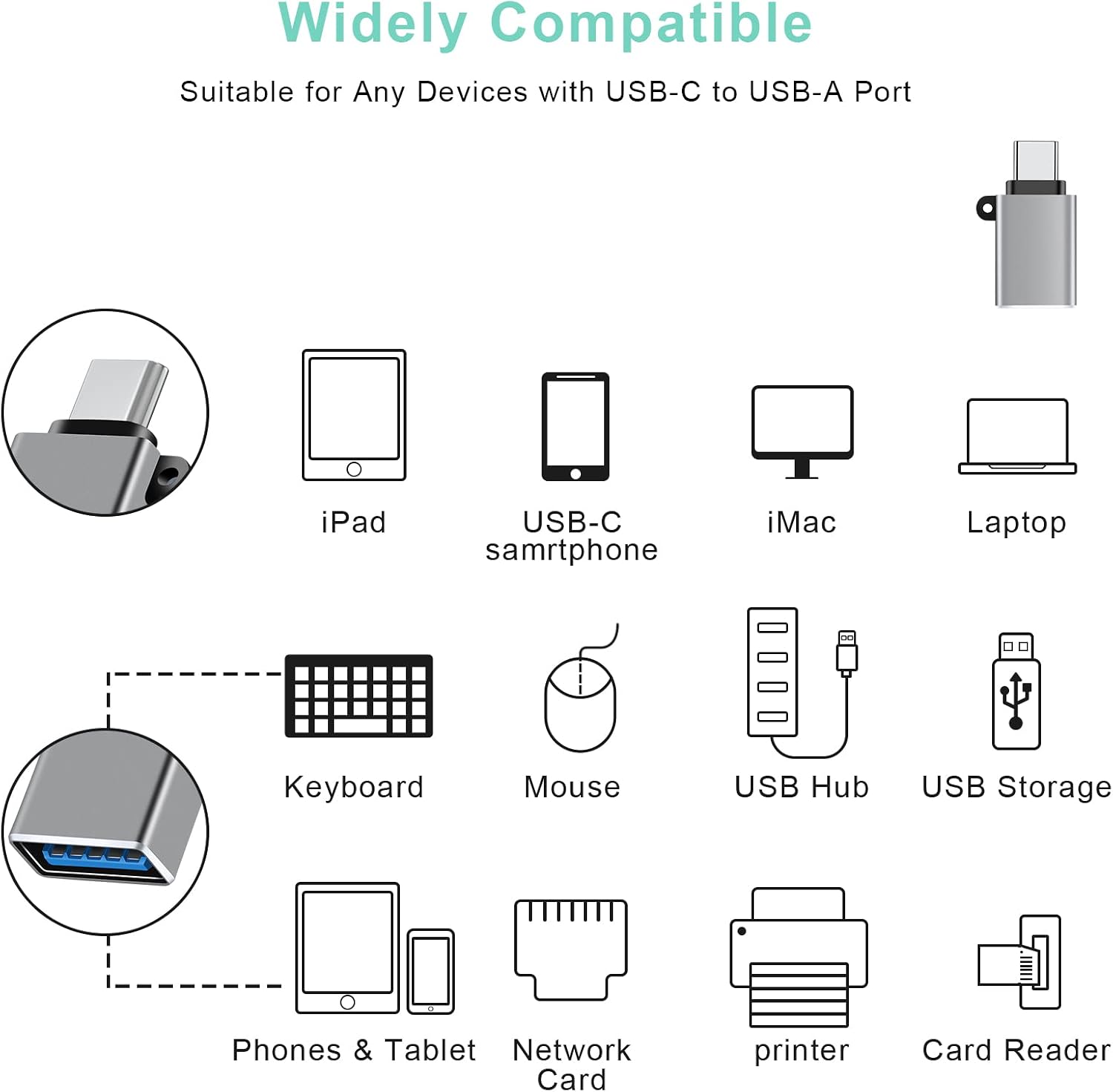 USB C to USB Adapter,USB to USB C Adapter,USB-C to USB Adapter,USB A to USB C Adapter,Type C to USB Adapter,USB C Adapter for MacBook Pro,iMac,Computer and More USB-A USB-C Devices(8 Pack,Grey)