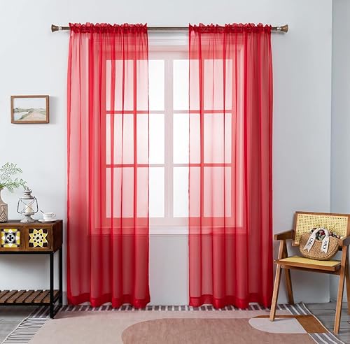 Miniatura 9 de 2 paneles de cortinas traslúcidas blancas para ventana, hermoso 1 par de cortinas de gasa transparente con bolsillo para barra para dormitorio,