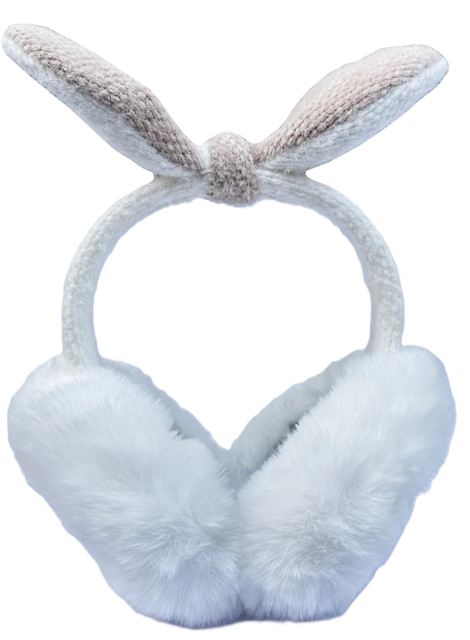 White Winter Foldable Rabbit Ears Muff Ear Warmers Warm Earmuffs Soft Extra Fur Cold Protection Earband Ear Protection Cuddly Winter Accessories Female & Male for Outdoor Running Cycling Bike-image-42