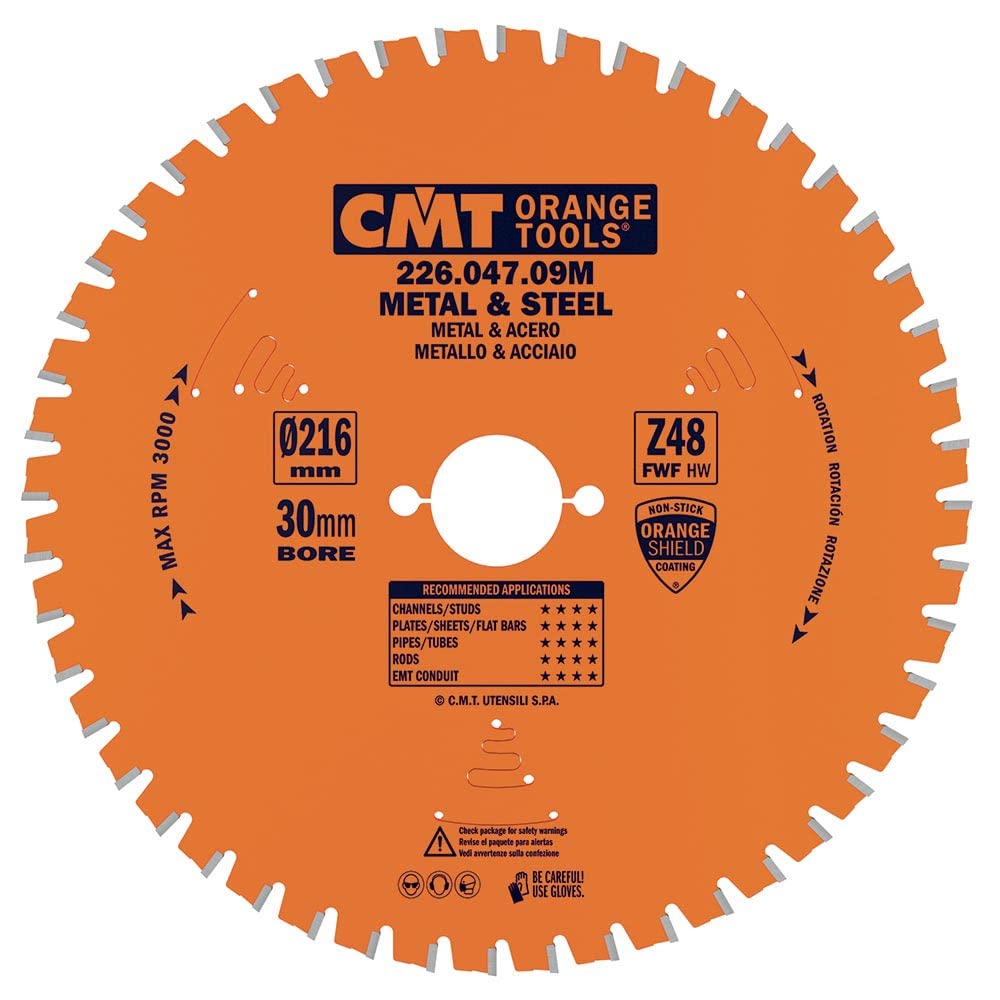 Lame circulaire 216x30 Z48 CMT pour scie à onglet bois et plastique