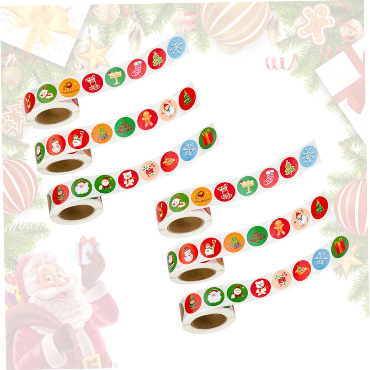 Operitacx 12 Rollos Sellado Festivo Pegatinas Marca Pegatinas Embalaje De Bolsas De Dulces Navidad Etiqueta
