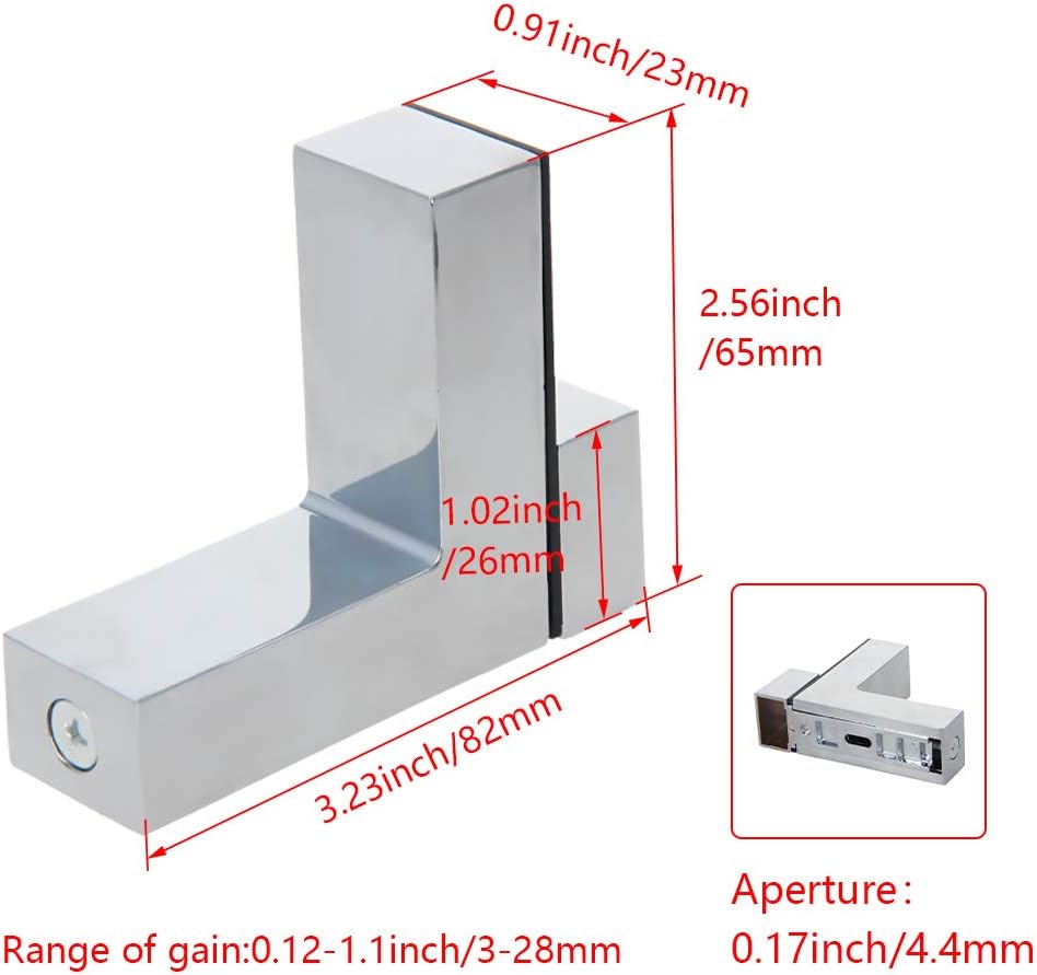 2Pcs Adjustable Zinc Alloy Wood Glass Shelf Bracket Small Wall Mount Glass Support Clip Wood Holder Shelf Support Clamp Corner Brace for 0.12 - 1.10 Thickness Shelf Bright Light Tone