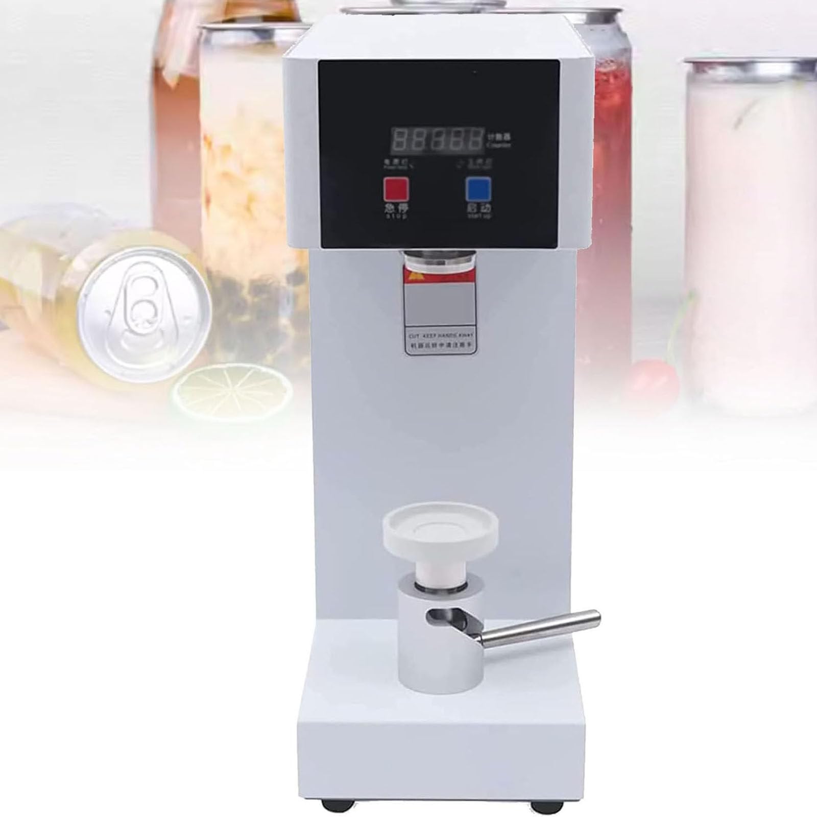 ASerZenith Automatic Can Sealer Machine, Efficient Liquid Counting & Sealing Solution For Home, Bar, Cafe, Restaurant, Beverage Shop,White