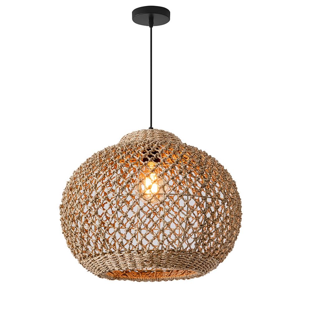 Lustre de luxe en paille tressée main pour une ambiance raffinée