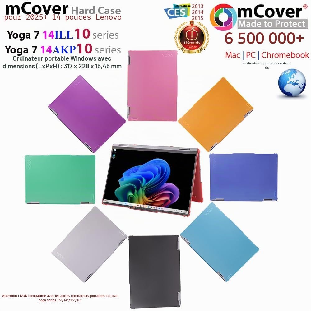 mCover - Étui uniquement compatible avec les ordinateurs portables Lenovo Yoga 7 2-en-1 de 14 pouces 14ILL10 | 14AKP10 séries Windows (2025~2026) (ne convient à aucun autre modèle) - Transparent