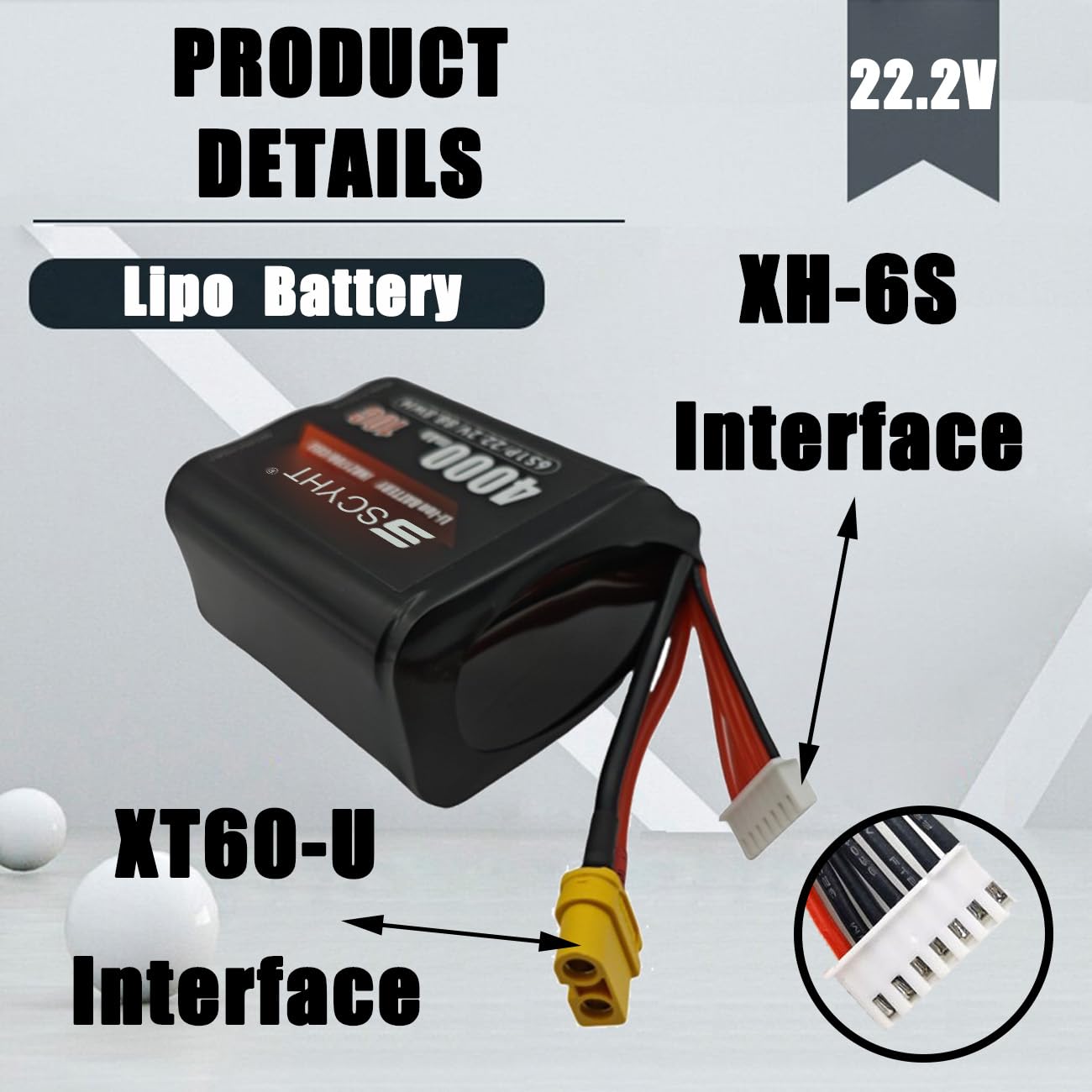 Akumulator Lipo 6S 22,2 V 5000 mAh 4000 mAh Akumulator zamienny 22,2 V Akumulator litowy do dronów i samolotów RC do silników 50 W - 110 W z BMS,22.2v4000mah 1pack