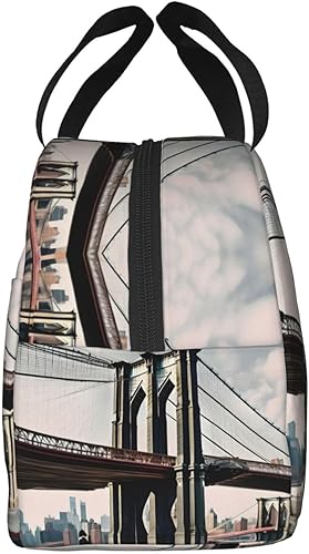 Miniatura 2 de Lonchera de trabajo, bolsa de almuerzo de viaje de Brooklyn Bridge para mujeres y hombres, contenedor de almuerzo aislado reutilizable de gran