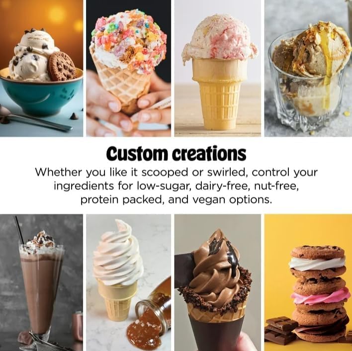 Niinnja CREAMl Scoop & Swirl Ice Cream Maker, Soft Serve, 13 One Touch Programs, Advanced Technology, 2 in 1 Cream Fit Program, Color Silver (model NC 701)