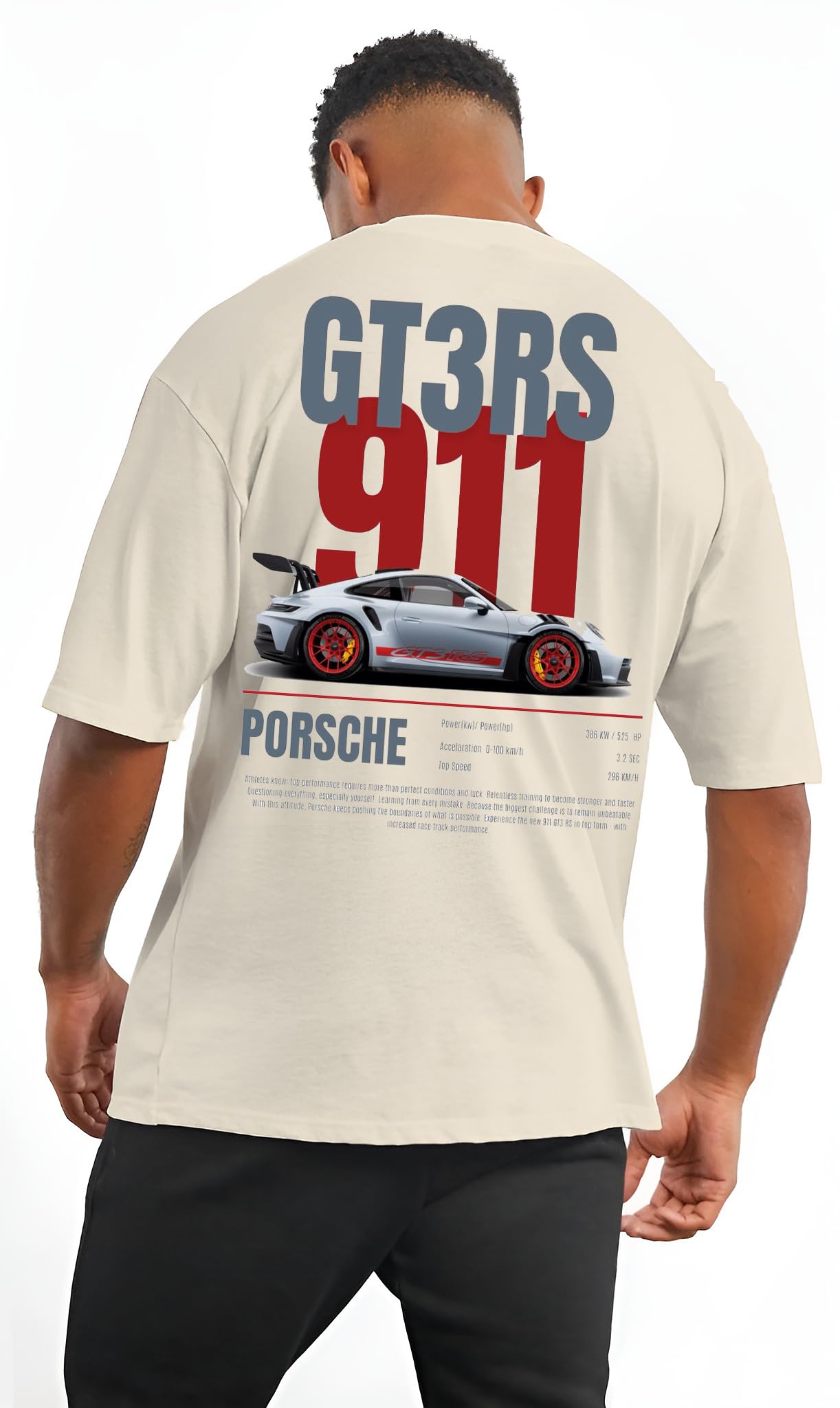 the duffers Oversized Car Print T Shirt for Men | 220 GSM Heavy Cotton French Terry | Drop Shoulder Baggy Fit | GT Car Graphic Back Print | Streetwear Round Neck-picture-2