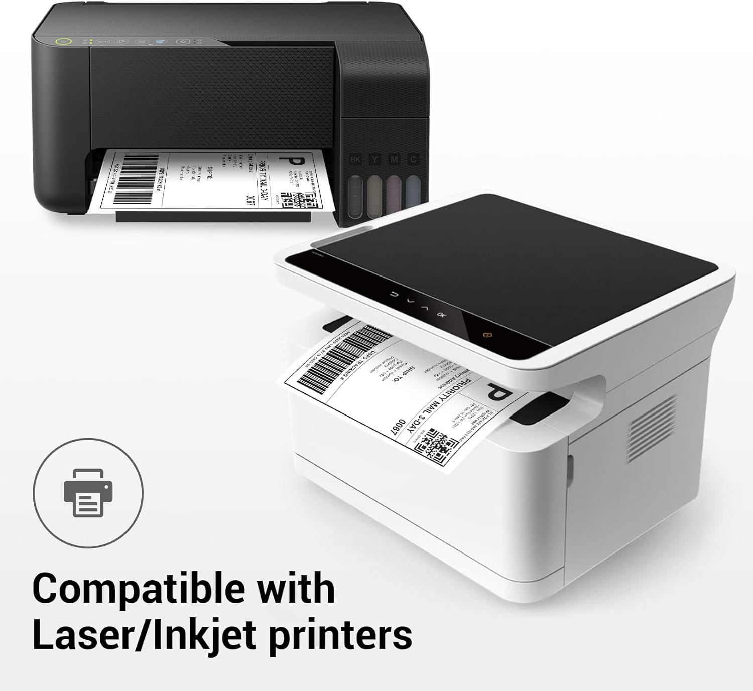 2000 Half Sheet Shipping Labels, Self Adhesive Mailing Sticker, Compatible to Laser & Inkjet Printer, 8.5” x 5.5” White, (2000 Labels/1000 Sheets) - Image 3