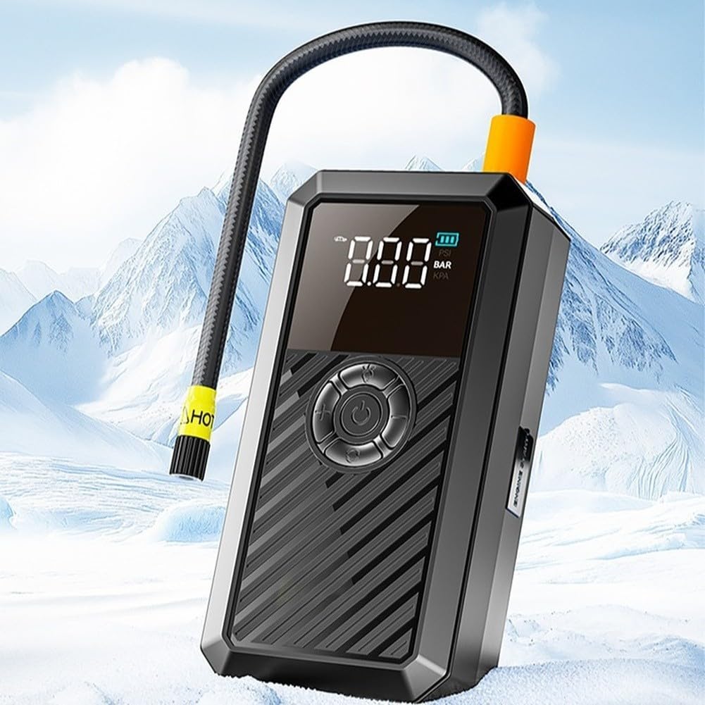 12V Doppio Cilindro Auto Compressore D'aria 30L/min Veloce | Spegnimento automatico, preimpostazione programmabile, schermo digitale, 4 unità di pressione, precisione PSI BAR KPA KG