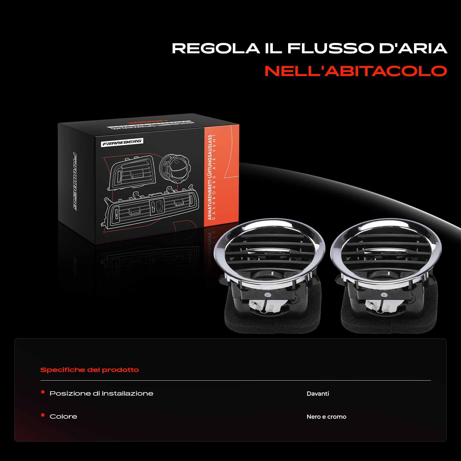 Frankberg 2x Bocchetta di Ventilazione Bocchette di uscita dell'aria Anteriore Compatibile con Corsa D S07 Adam M13 Adam Corsa D Furgone/Compatto S07 Replace# 13417366