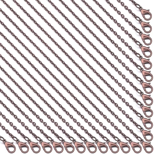 Forise 24 Pack Necklace Chains Bulk 2mm Antique Red Copper