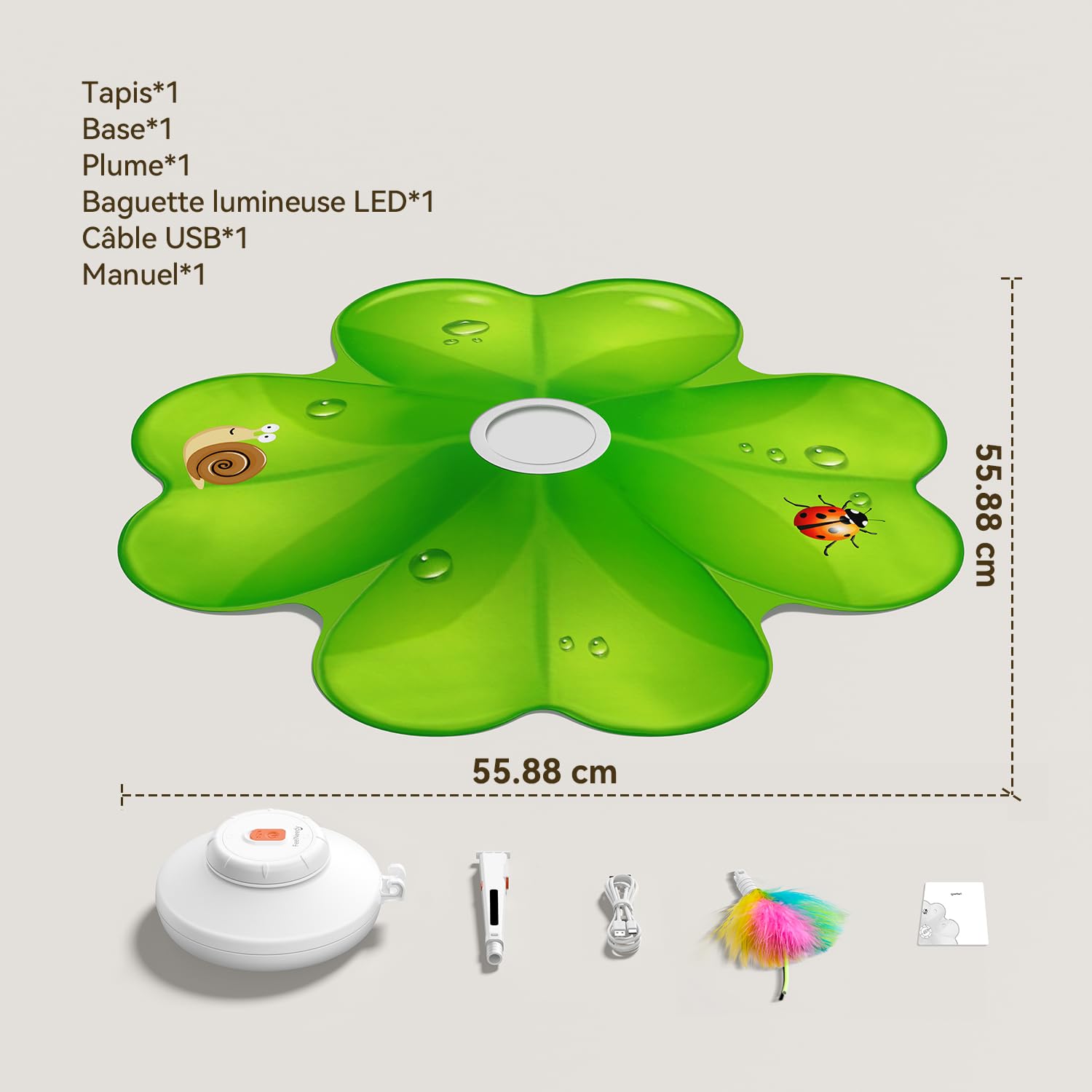 FEELNEEDY Jouet Chat Interactif, Point Rouge LED Mobile, Plumes Mobiles Dissimulées, Jouets pour Chats Rechargeable pour Intérieur, Canne à Plume pour Chats Adultes Ennuyés