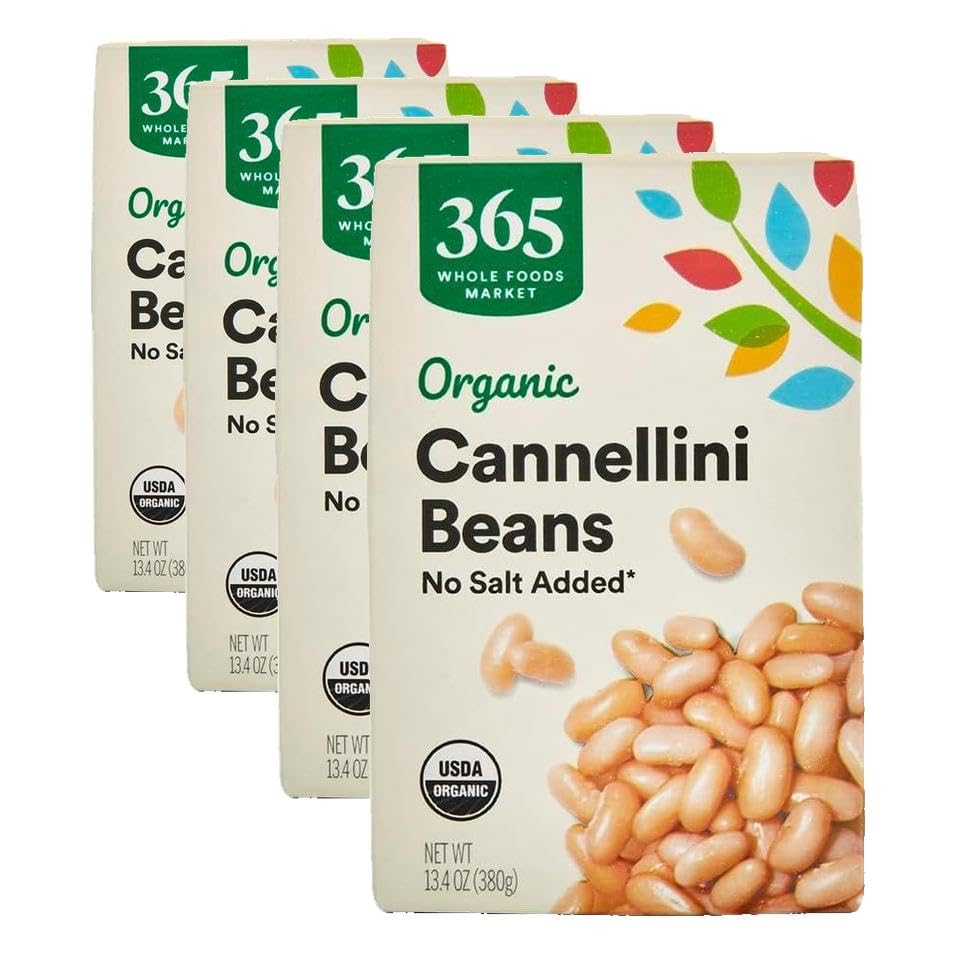 365 by Whole Foods Market, Organic Unsalted Cannellini Beans, 13.4 Ounce (Pack of 4)