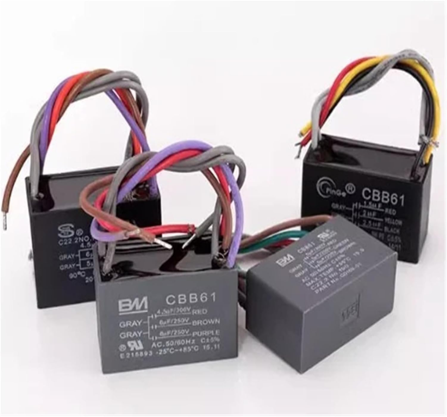 CBB61 Capacitor 2.5uF + 3.5uF + 4uF 5 Wire 250VAC Capacitor Fit for Ceiling Fan Accessories
