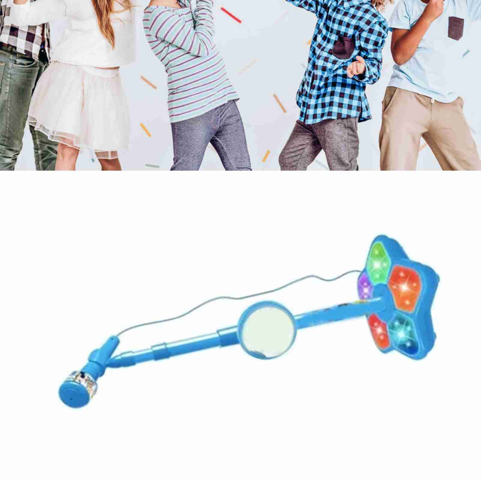 LICAEVEY Kid Microphone with Stand, Blue Toddler Mic Built in Lights Ideal for Children's Performances, Portable Plastic Toy Mic 8.3 Inch Diameter — view 7