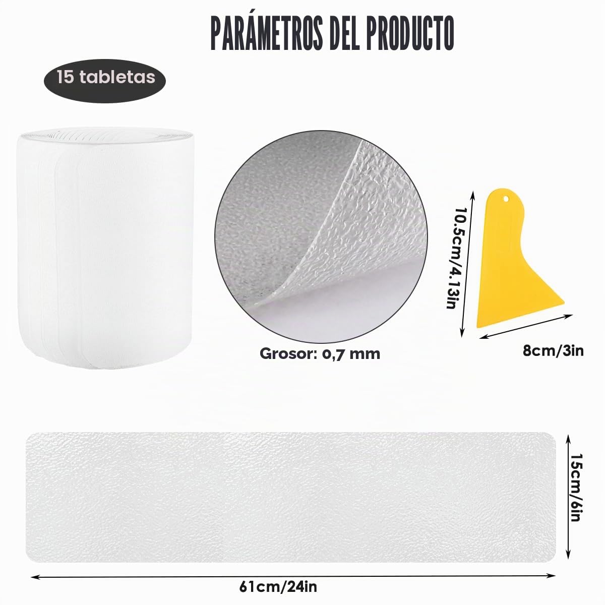 15PCS Alfombrillas Antideslizantes Autoadhesivas 15×60cm, Transparente Alfombras De Escalera, Escaleras Interiores Antideslizantes, Alfombrilla Antideslizante para Escaleras