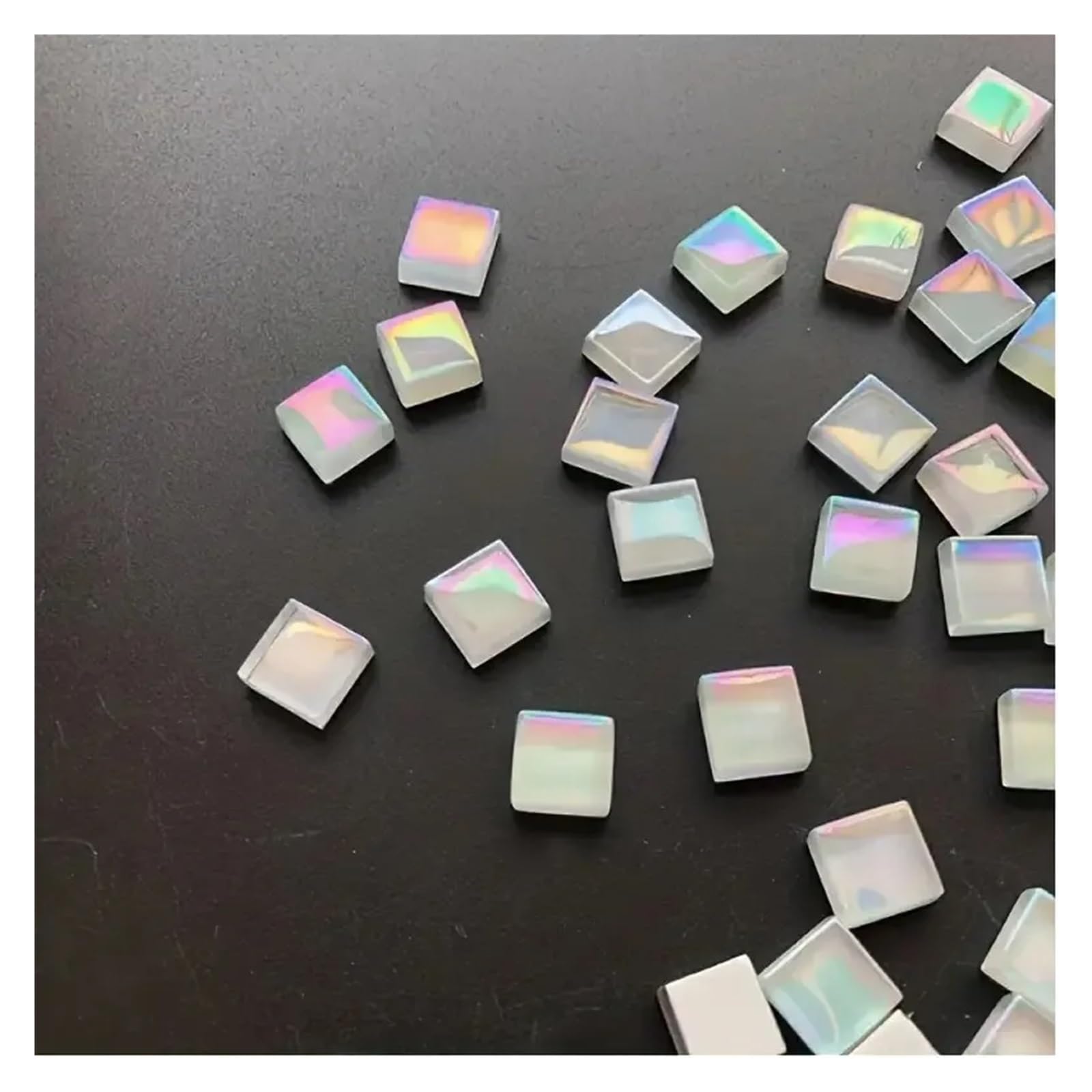Metaliczny połysk Ceramika Mozaiki 100 szt. 1,0x1,0 cm Biały Zielony Niebieski Dekoracja Materiał do majsterkowania(100pcs Greenblue)