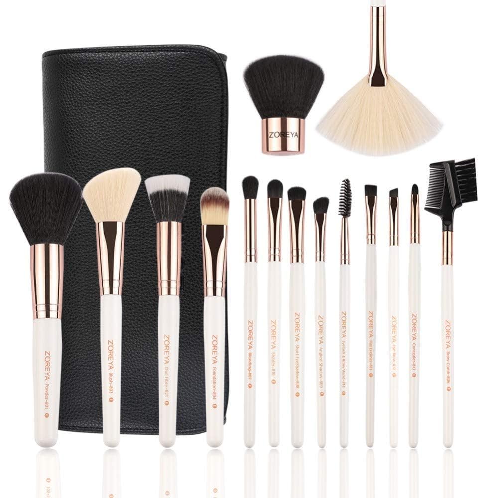 15 Pcs Makeup Brushes, Makeup Brushes Set, Rose Gold Luxury and Fashion Makeup Brushes,Professional Premium Synthetic Foundation Powder Concealers Eye Shadows with Perfect Vegan Leather Bag 15 Pcs Makeup Brushes, Makeup Brushes Set, Rose Gold Luxury and Fashion Makeup Brushes,Professional Premium Synthetic Foundation Powder Concealers Eye Shadows with Perfect Vegan Leather Bag