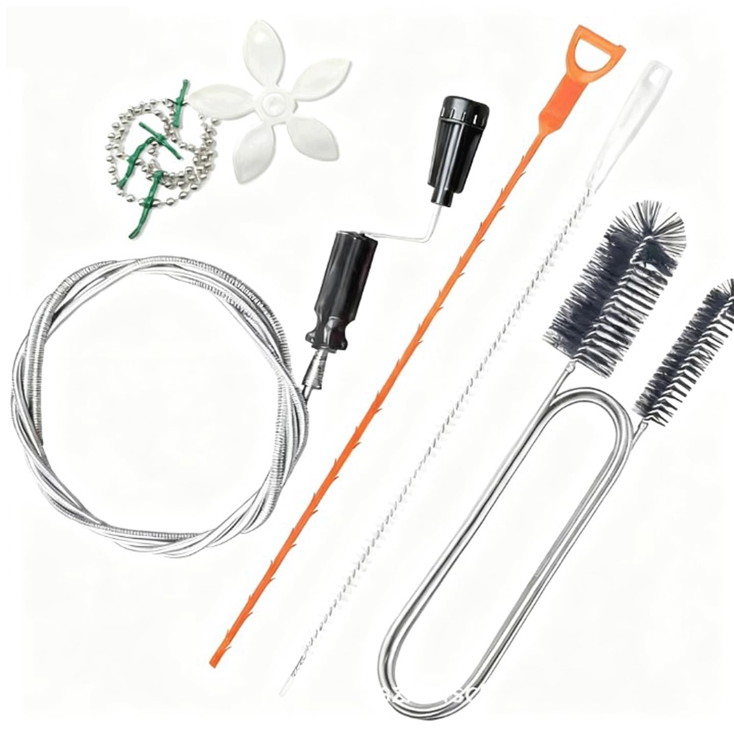 Paicreate Colorful 5 Pcs Drain Unblocker Set 118 Inch Drain Auger Wire 61 Inch Flexible Pipe Cleaner Brush And 19.7 Inch Sink Unblocker Tool Drain Snake For Kitchen Bathroom Shower Plughole Unblocker