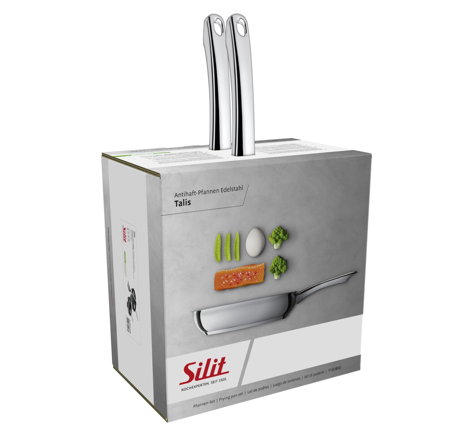 Silit Talis Pfannenset 3-teilig, mit Pfannenwender, Bratpfanne 24, 20 cm, Pfanne Induktion, Edelstahl beschichtet, backofenfest
