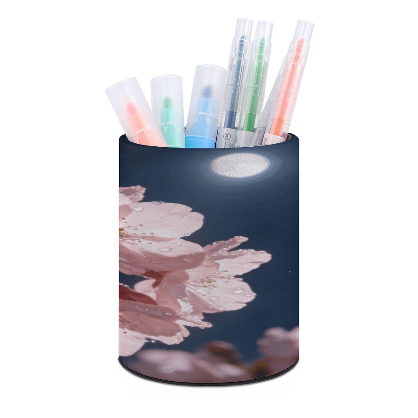 LZQPOEAS - PU Leather Pencil Holder for Desk Organizer Modern Minimalist Storage Case Round PU Leather Pencil Holder Multifunctional