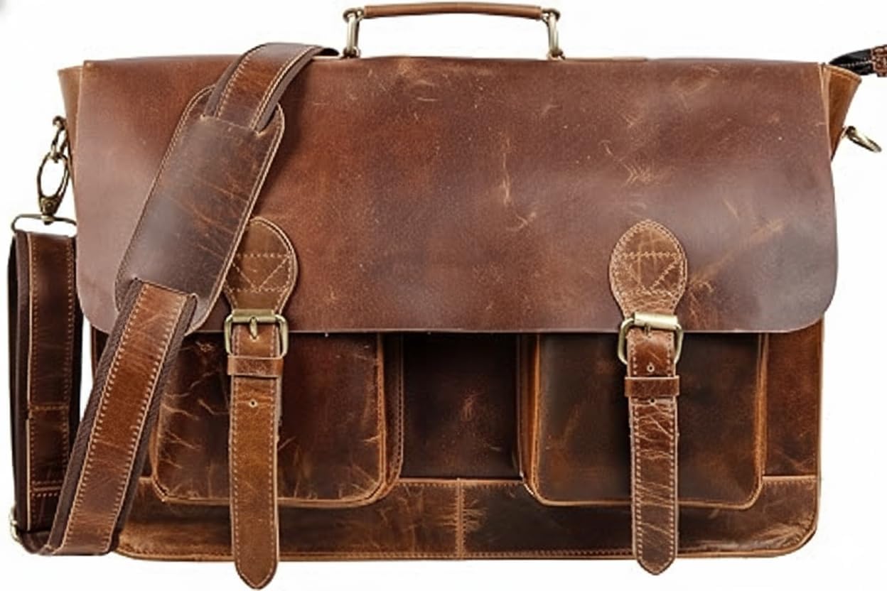 Vintage Classic Handmade Leather Messenger Bag Laptop Briefcase Computer Satchel bag For Men