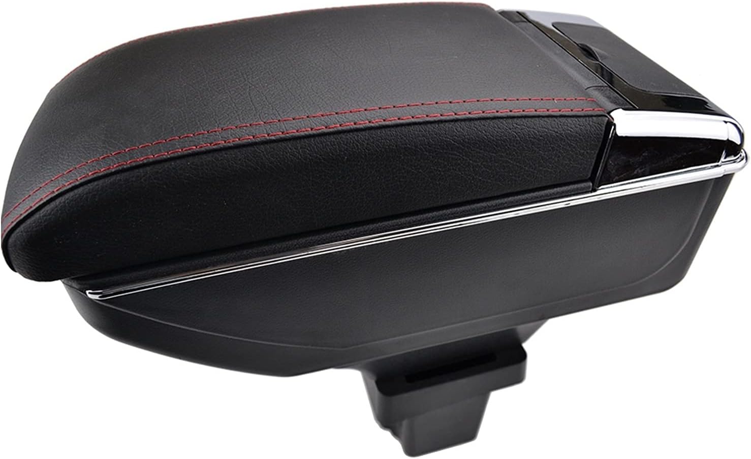 Center Console Storage Box Leather Dual Layer Armrest Arm Rest, for Chevrolet, Trax Tracker Holden 2013-2017 Car Centre Console Armrest Box(Red thread)