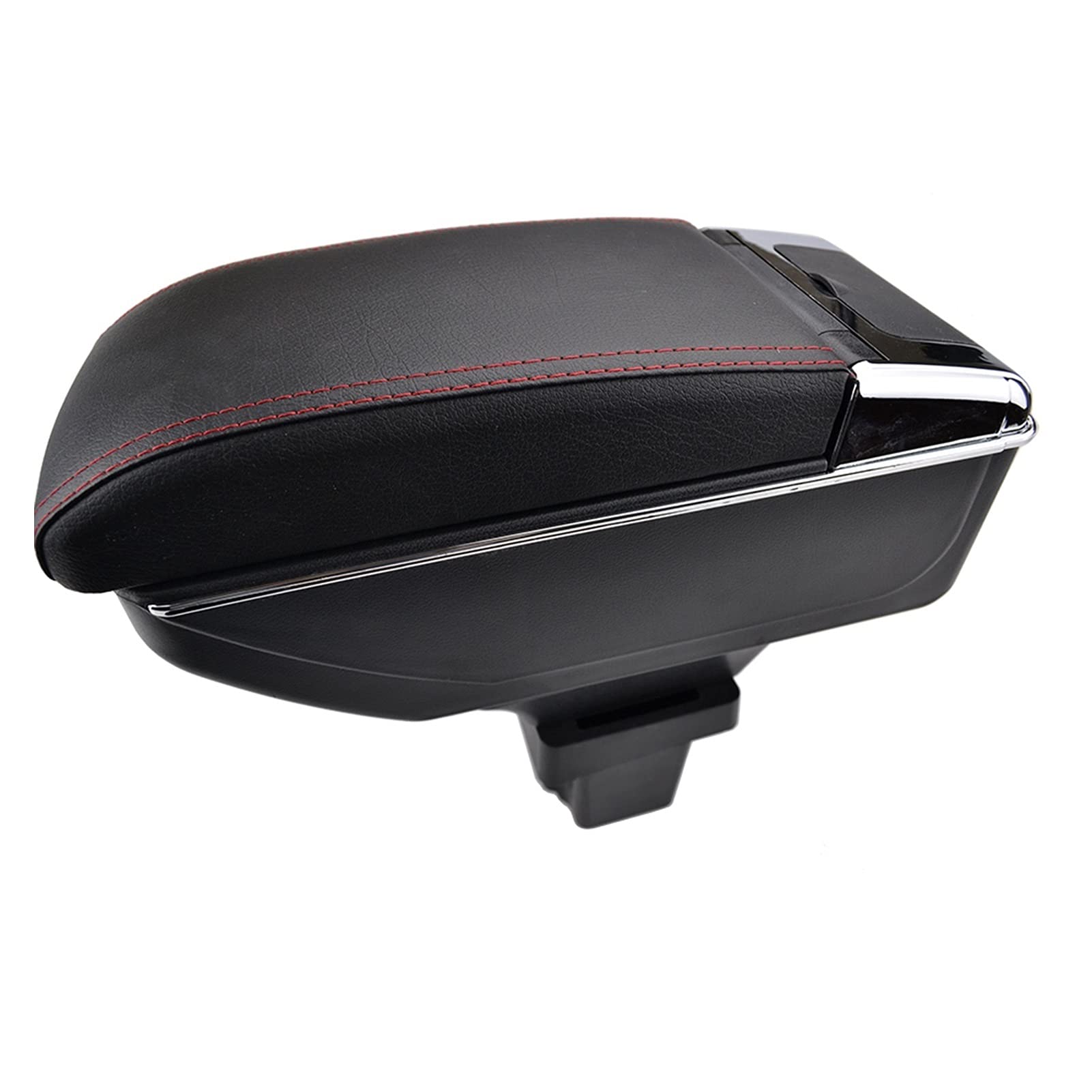 Center Console Storage Box Leather Dual Layer Armrest Arm Rest, for Chevrolet, Trax Tracker Holden 2013-2017 Car Centre Console Armrest Box(Red thread)