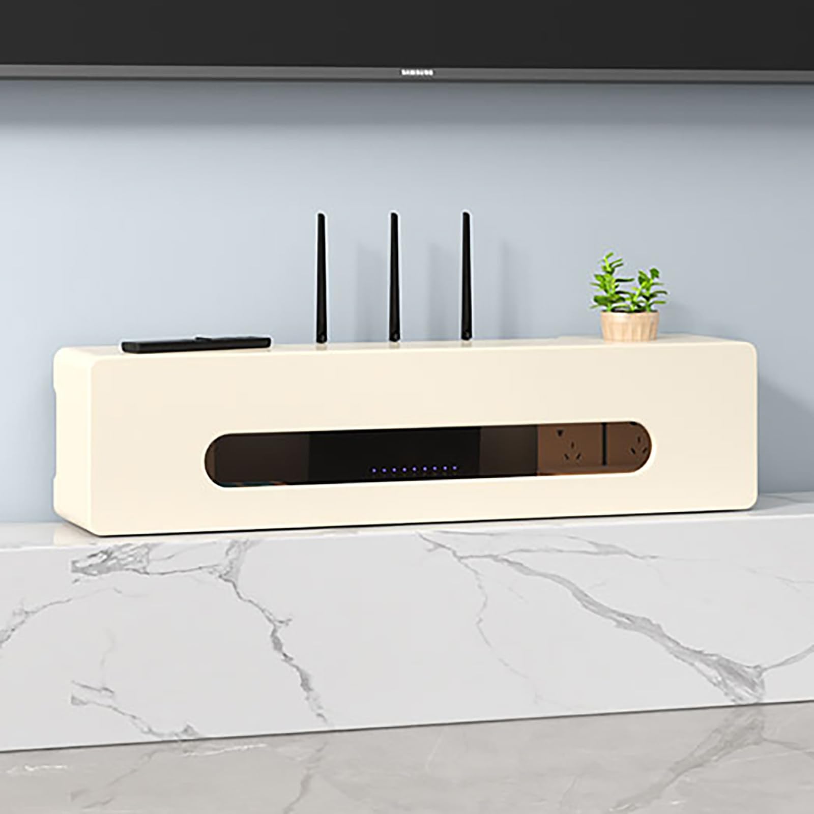 MESCXTY Wall Mounted WiFi Box Hider,Router Cabinet for Office and Home,Router Shelter Box,Modem Cable Cover,for Home(Off-White,L23.6in/60cm)
