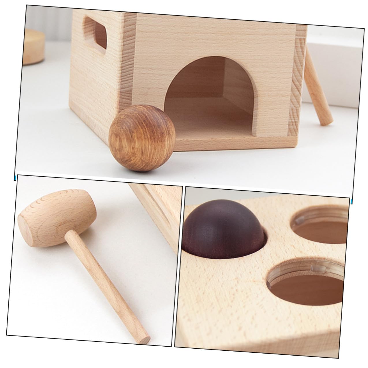 TOYANDONA Gioco in Legno Scatola e Palline per Bambini, Migliora Coordinazione Mano-Occhio e Attira Attenzione, per Gioco Educativo Precoce