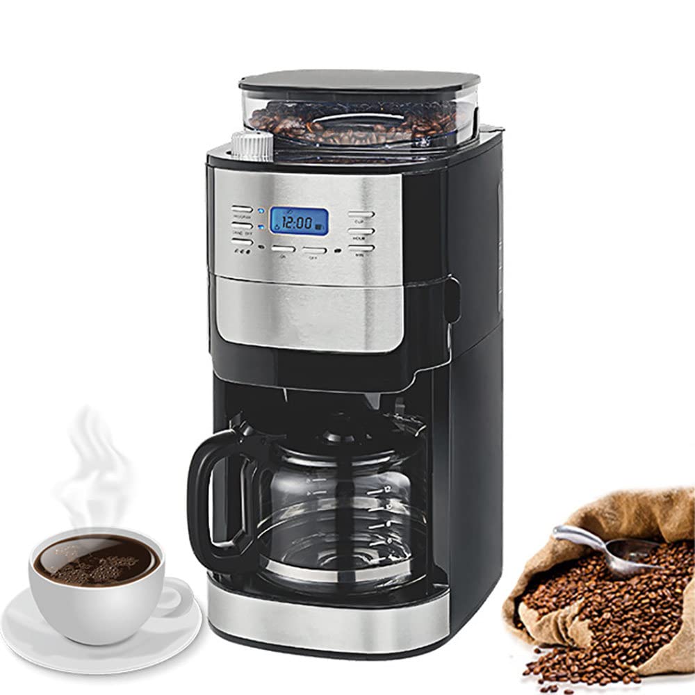 Macchina da caffè con Filtro a Goccia, Macchina da caffè Automatica con macinacaffè Integrato, appuntamento 24 Ore su 24, capacità del Serbatoio dell'Acqua 1,8