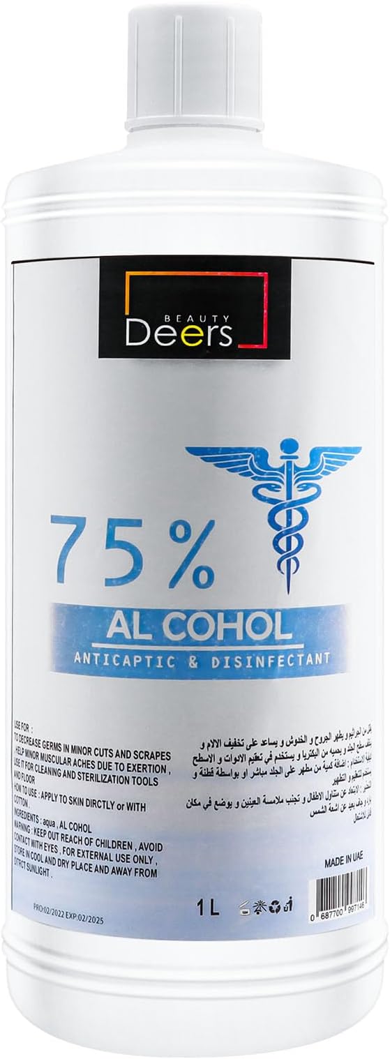 VEIDEN SERIESHand Sanitizer 75 Percent Alcohol Antiseptic Disinfectant 1000ml Bottle Skin Friendly Multiple Disinfectanting for Door Handles, Phone, Floor, Belongings