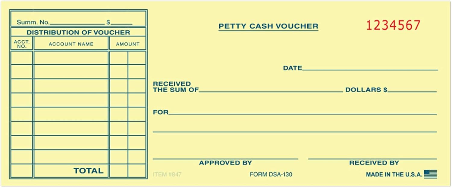 Petty Cash Voucher Forms - Yellow (1,000 Per Pack) Morocco | Ubuy