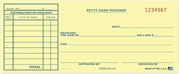 Petty Cash Voucher Forms - Yellow 1,000 Per Pack