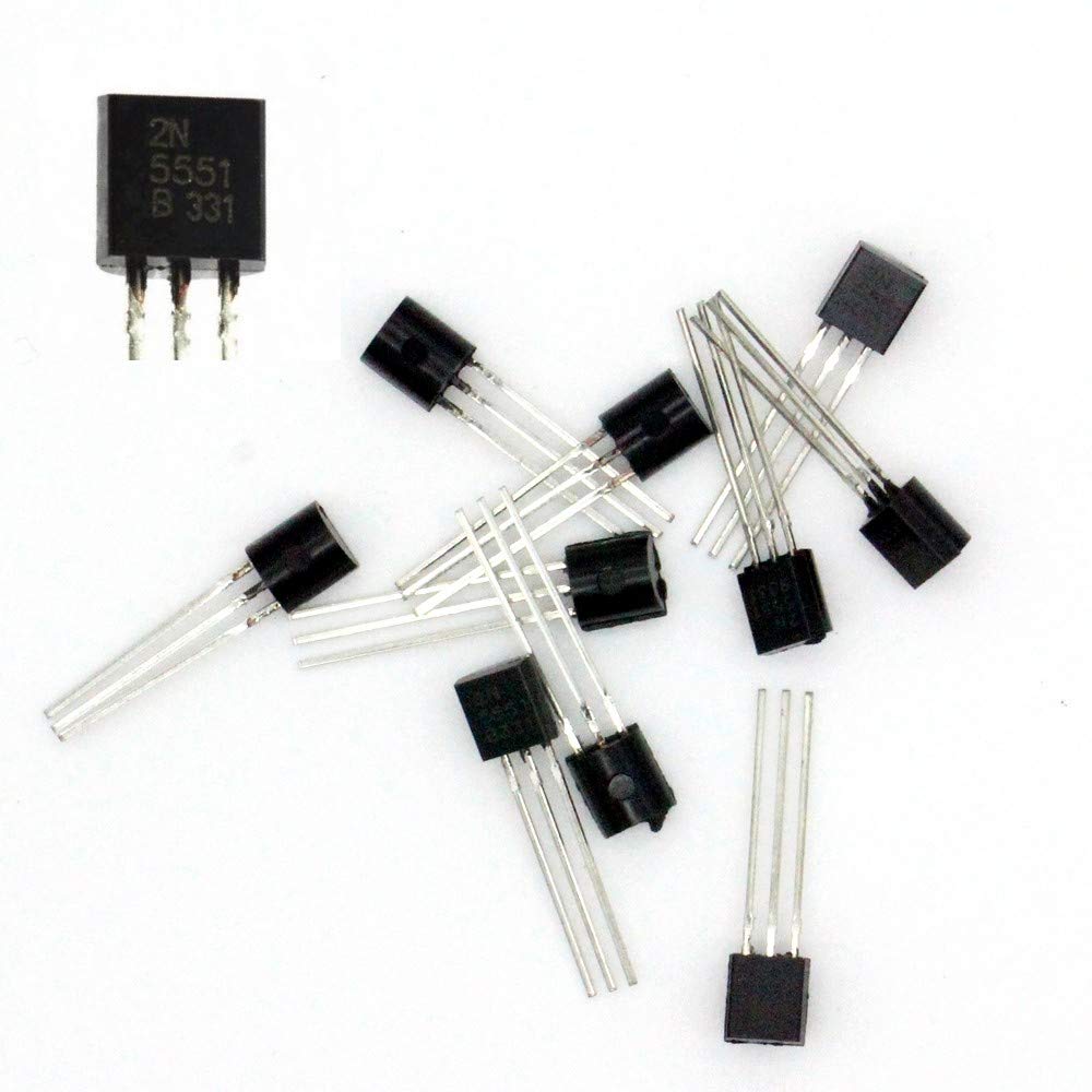 INVENTO 10Pcs 2N5551 BJT Bipolar Single Transistor, NPN, 160 V, 150 MHz, 625 mW, 600 mA, 80 hFE