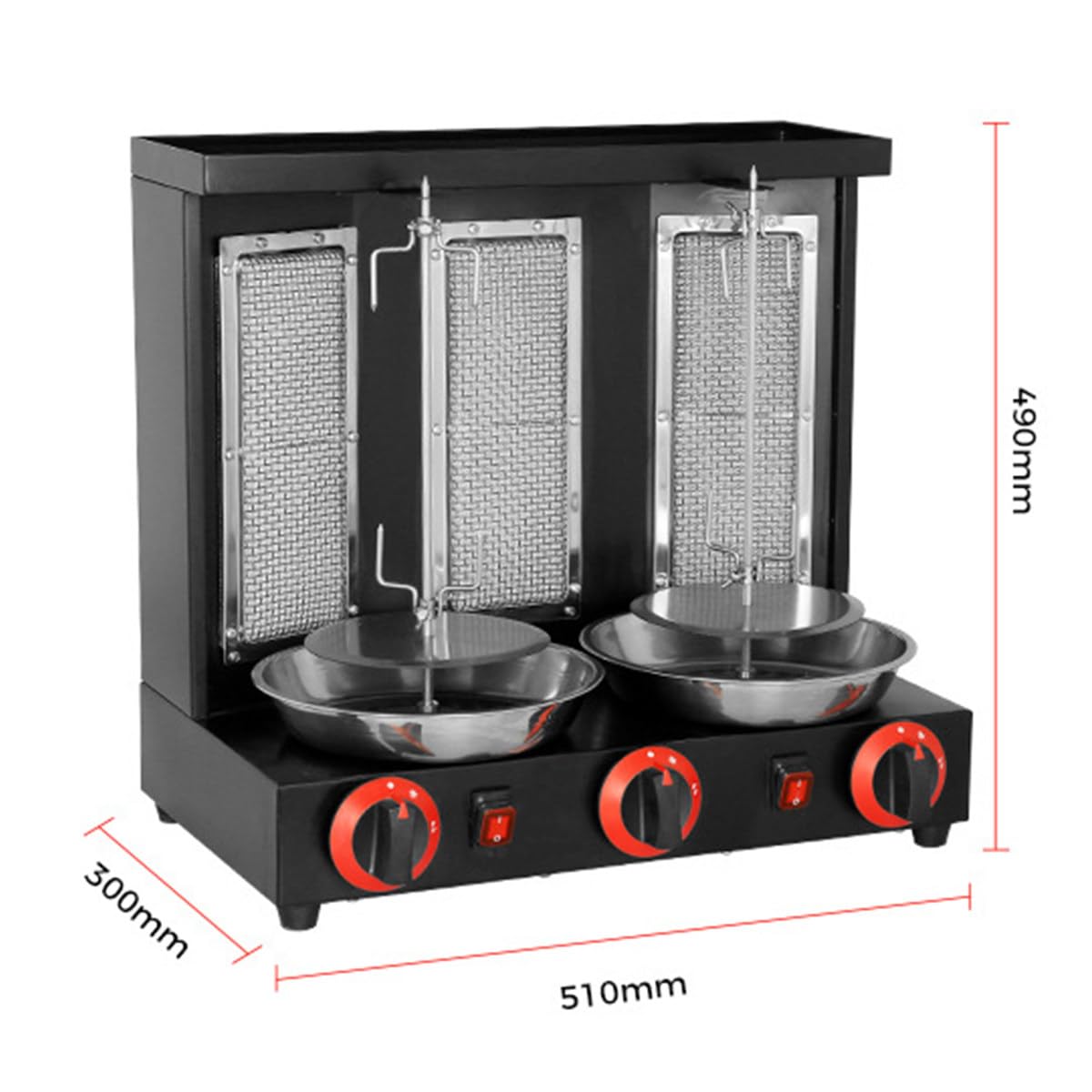 Asador Vertical Profesional a Gas para Parrilla, Horno para Kebab de encimera, máquina para Hornear y Asar a la Parrilla, electrodomésticos de Acero Inoxidable