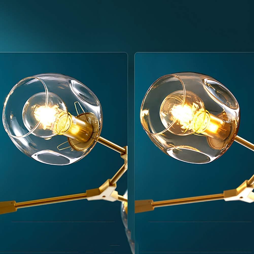 Sputnik Chandelier 5 Lights Modern Gold Brass Ceiling Light Fixture Industrial Vintage Adjustable Pendant Lighting Fixture for Bedroom Living Foyer,Transparent Color,9 Lights