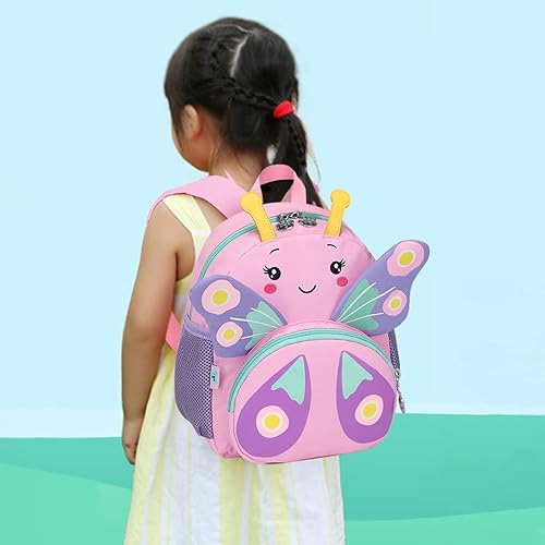Miniatura 5 de CAMTOP Bonita mochila para niños pequeños, bolsa escolar pequeña de animales de dibujos animados 3D, para niñas y niños, guardería de viaje, rosado