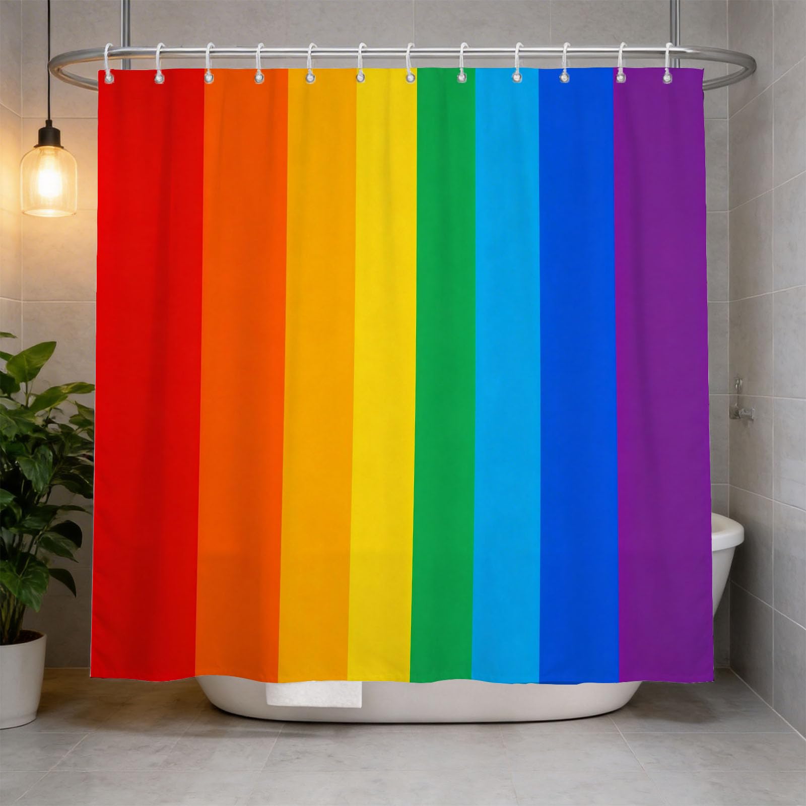 Hongduo 3D Rainbow Shower Curtain for Stalls Bathtubs Geometric Art Bathroom Decor Shower Curtain Set Polyester Fabric Waterproof 120x180cm/48X71 Inch with Hooks